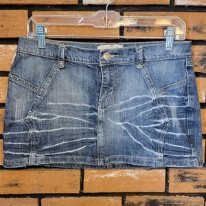 Tyte Jeans Blue Jean‎ Bedazzled Y2K Ultra Mini Skirt Sz 7 Cute!